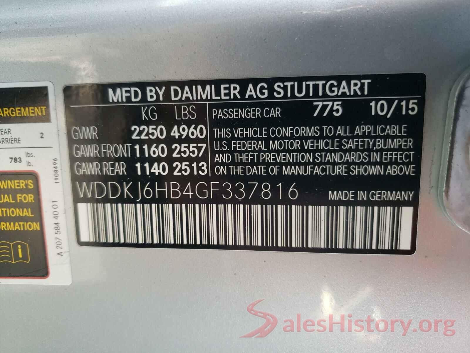 WDDKJ6HB4GF337816 2016 MERCEDES-BENZ E-CLASS