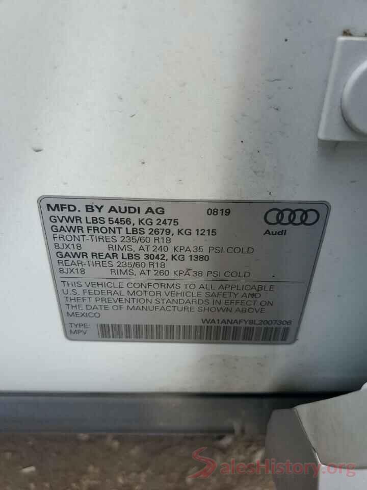 WA1ANAFY8L2007306 2020 AUDI Q5