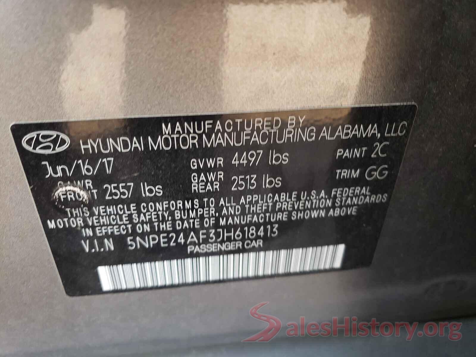 5NPE24AF3JH618413 2018 HYUNDAI SONATA