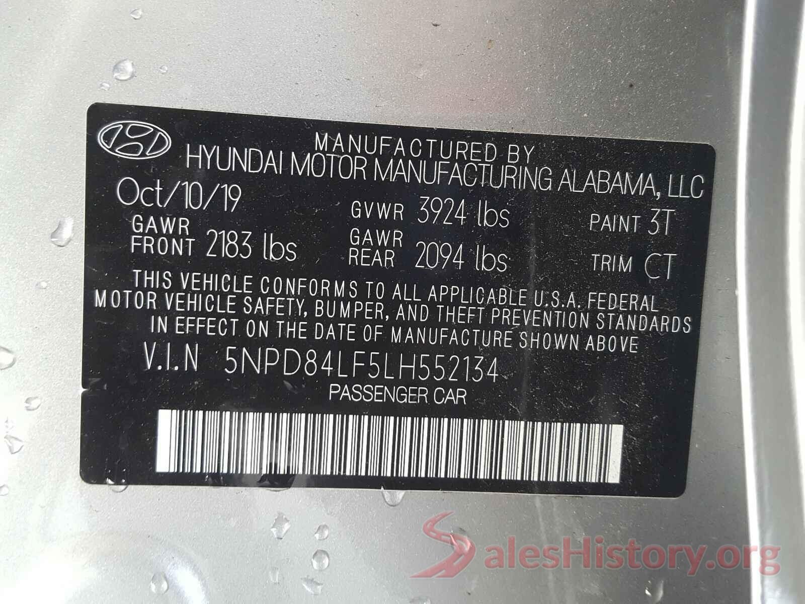 5NPD84LF5LH552134 2020 HYUNDAI ELANTRA