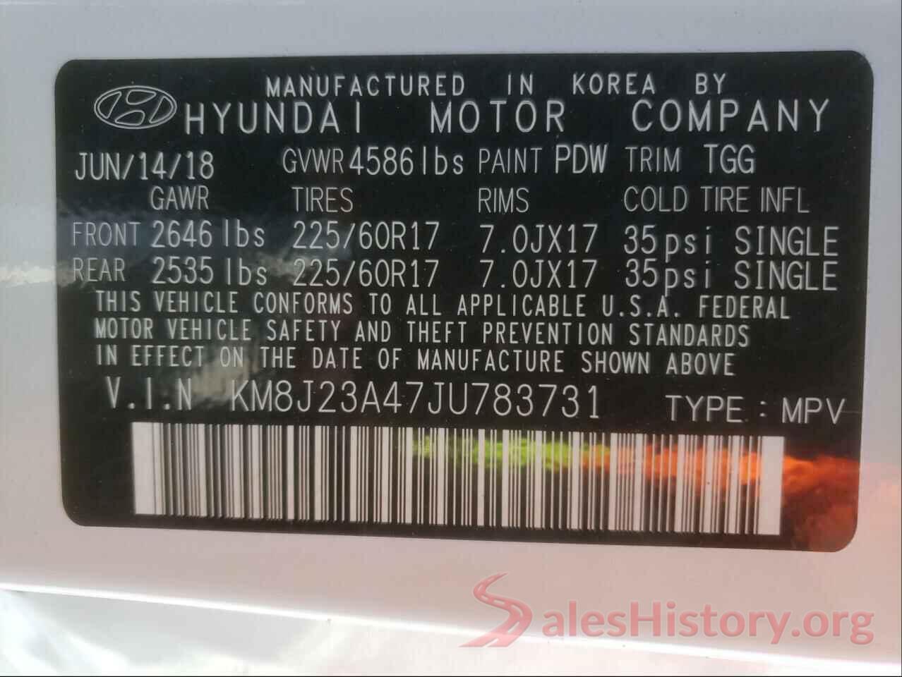 KM8J23A47JU783731 2018 HYUNDAI TUCSON