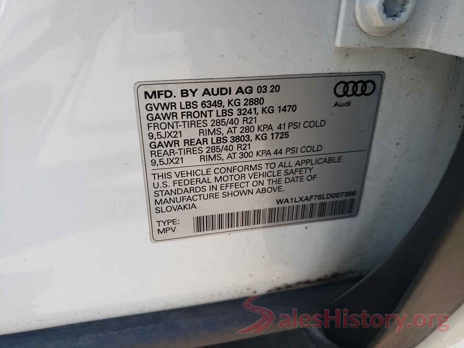 WA1LXAF76LD007366 2020 AUDI Q7