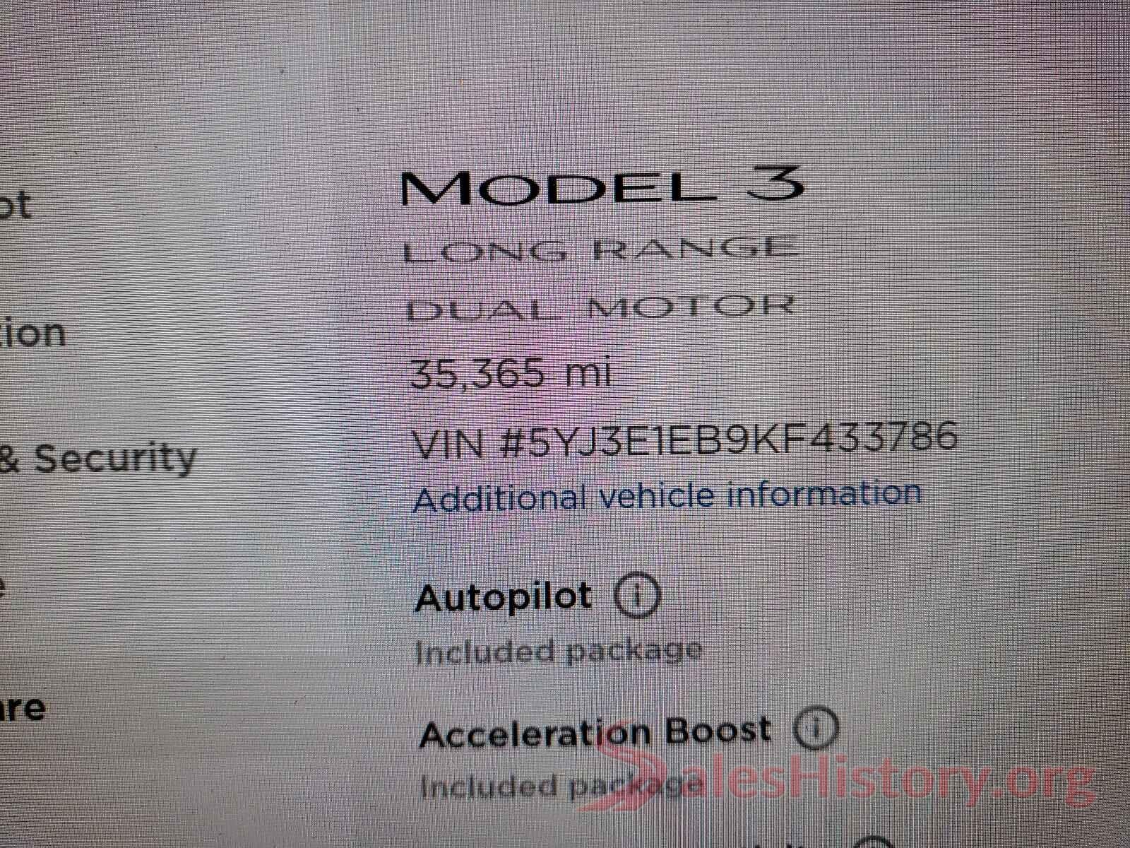 5YJ3E1EB9KF433786 2019 TESLA MODEL 3