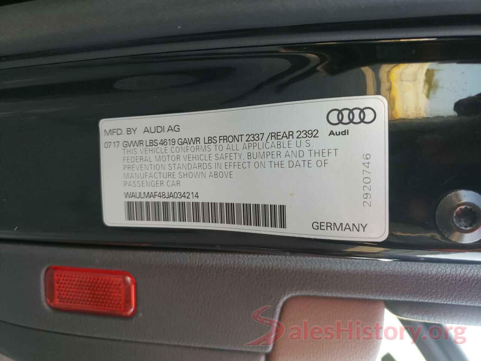 WAULMAF48JA034214 2018 AUDI A4