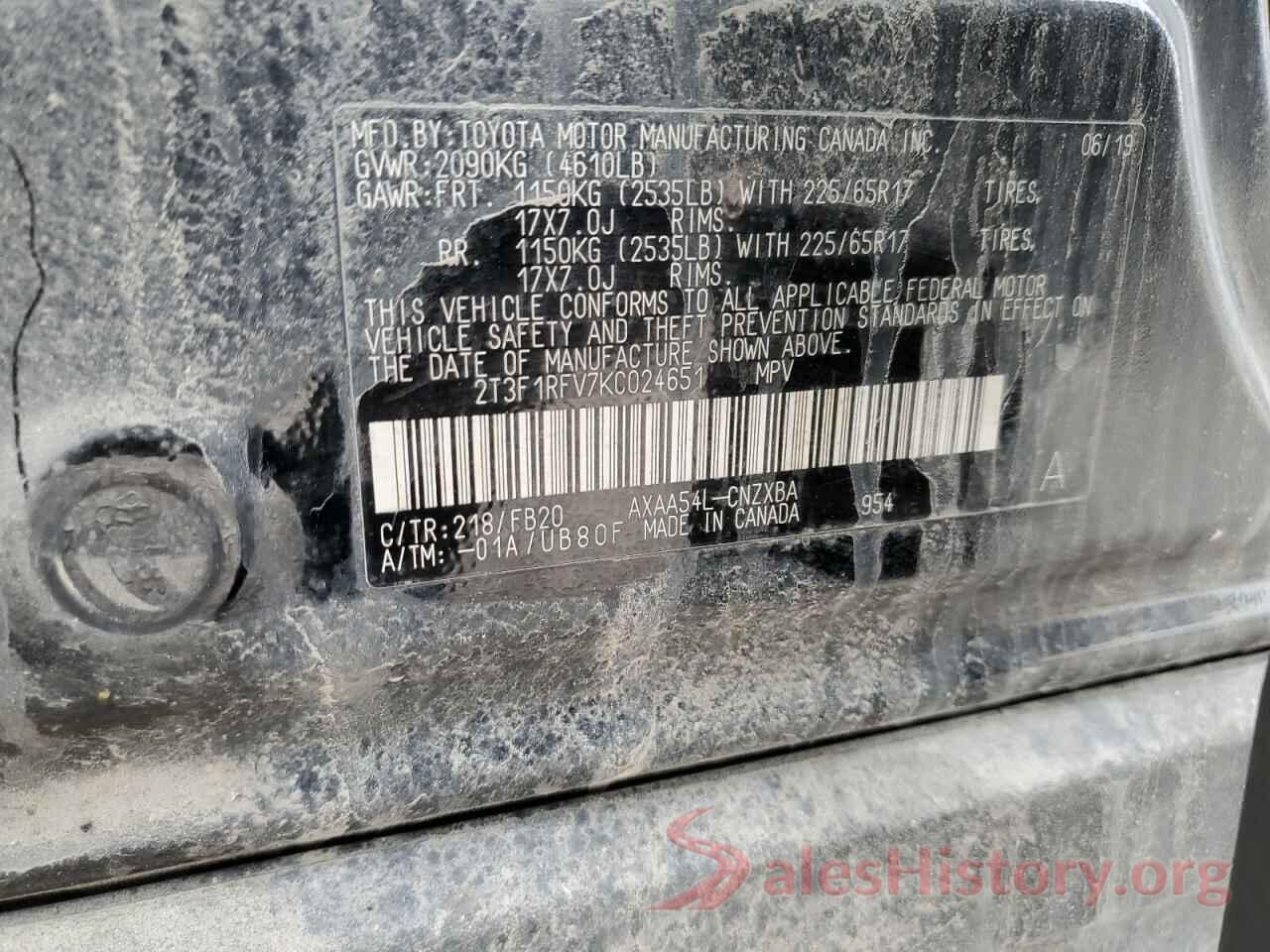 2T3F1RFV7KC024651 2019 TOYOTA RAV4