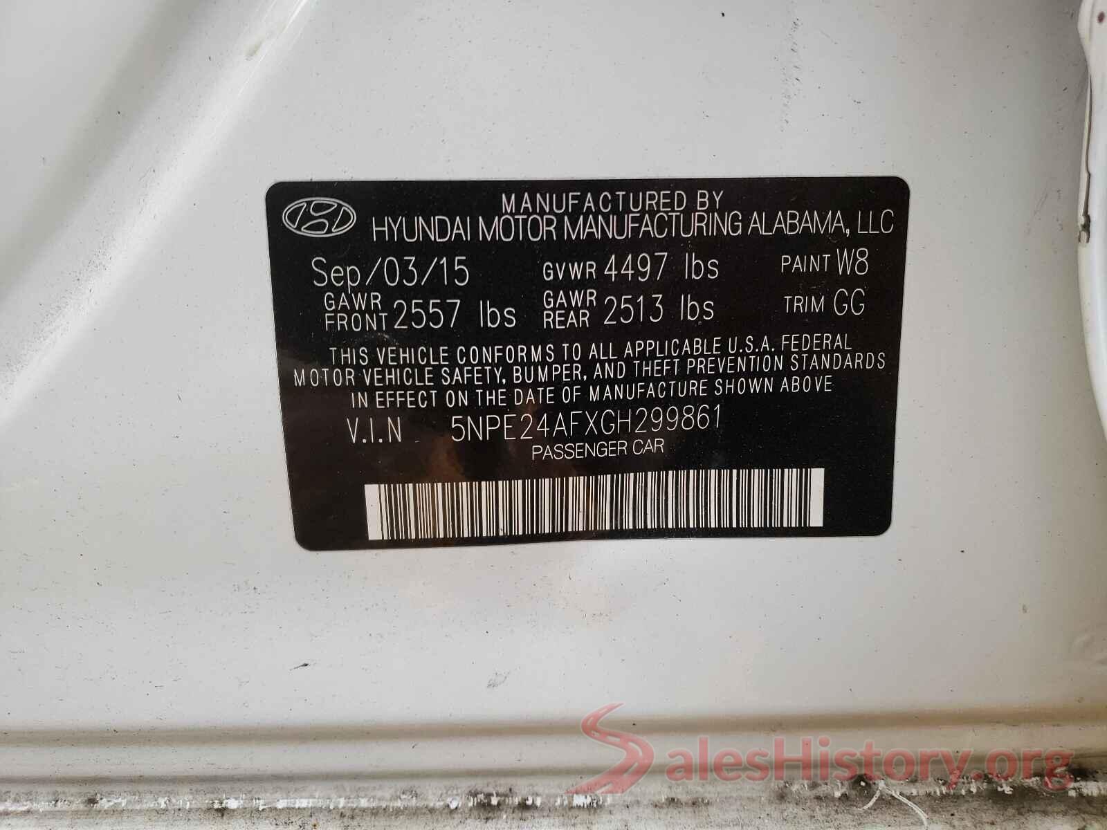 5NPE24AFXGH299861 2016 HYUNDAI SONATA