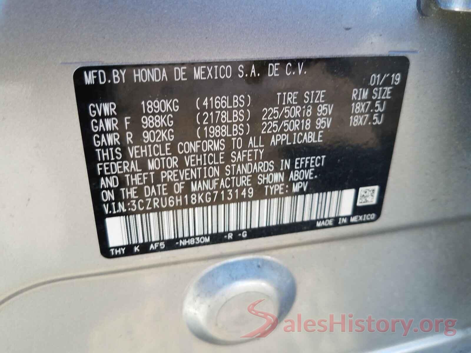 3CZRU6H18KG713149 2019 HONDA HR-V