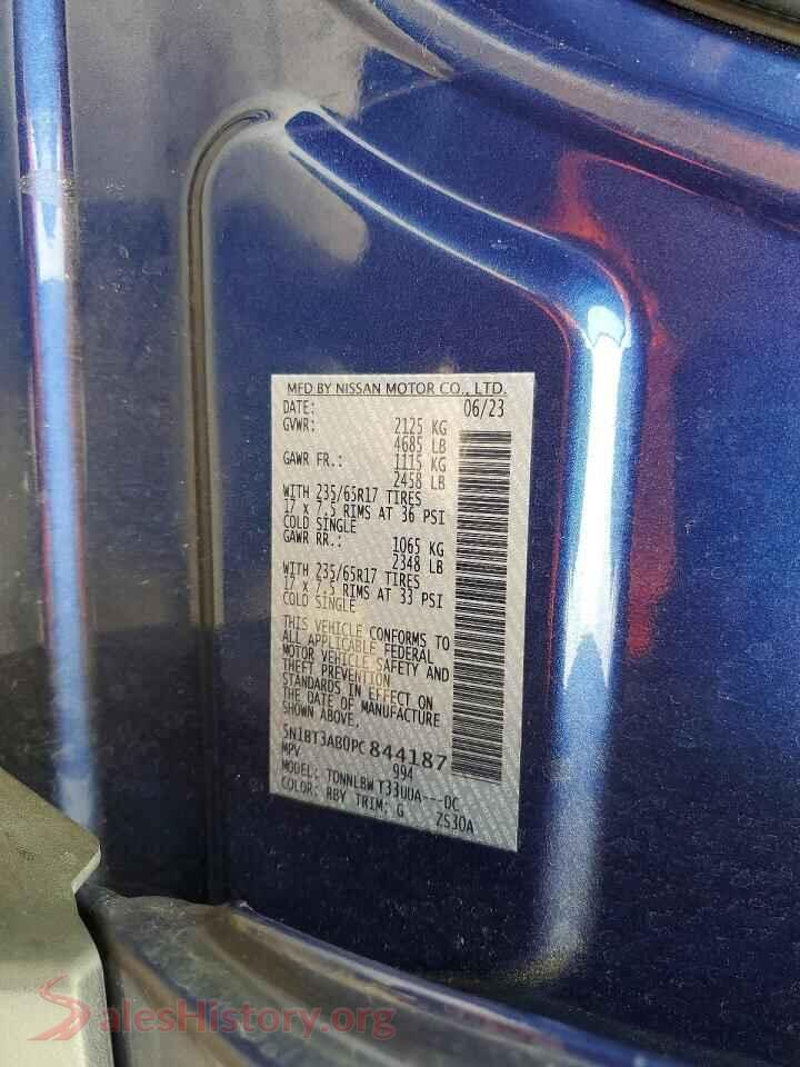 2023 NISSAN ROGUE VIN 5N1BT3AB0PC844187, damage close-up