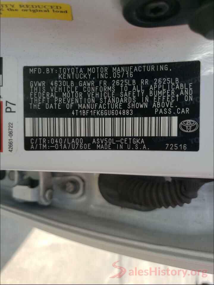 4T1BF1FK6GU604883 2016 TOYOTA CAMRY