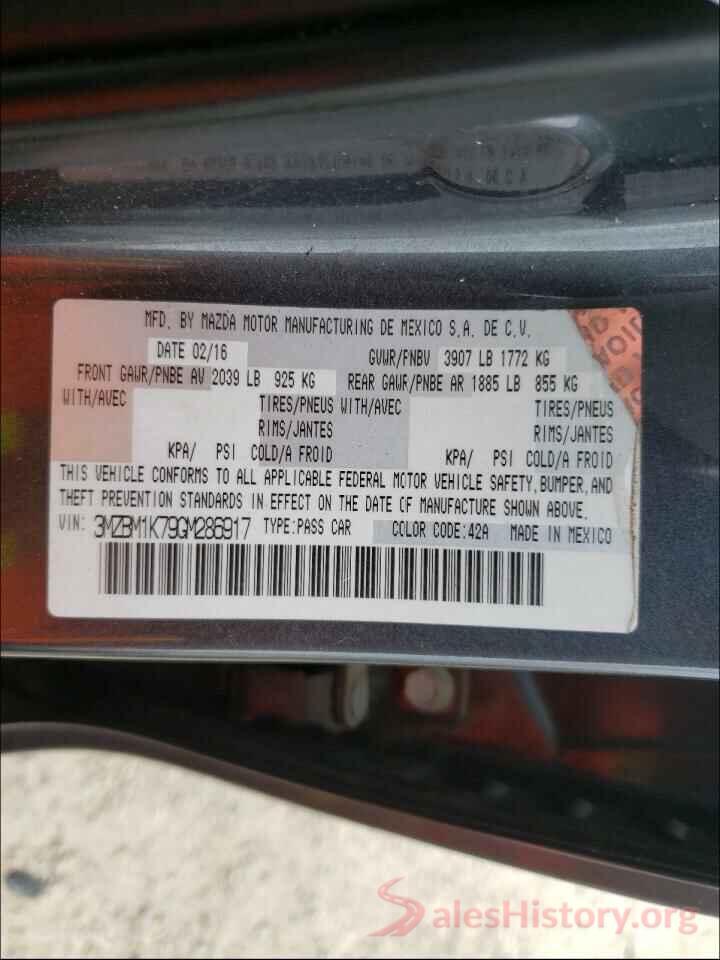 3MZBM1K79GM286917 2016 MAZDA 3