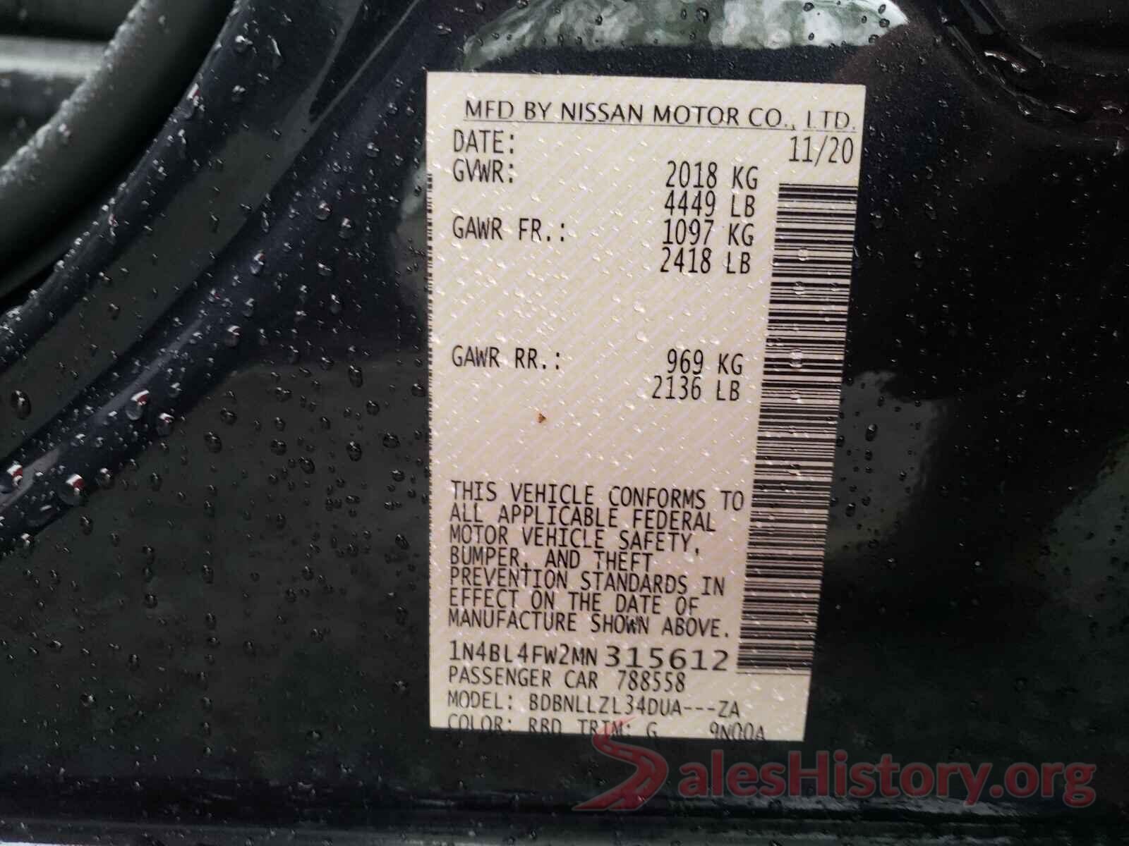 1N4BL4FW2MN315612 2021 NISSAN ALTIMA