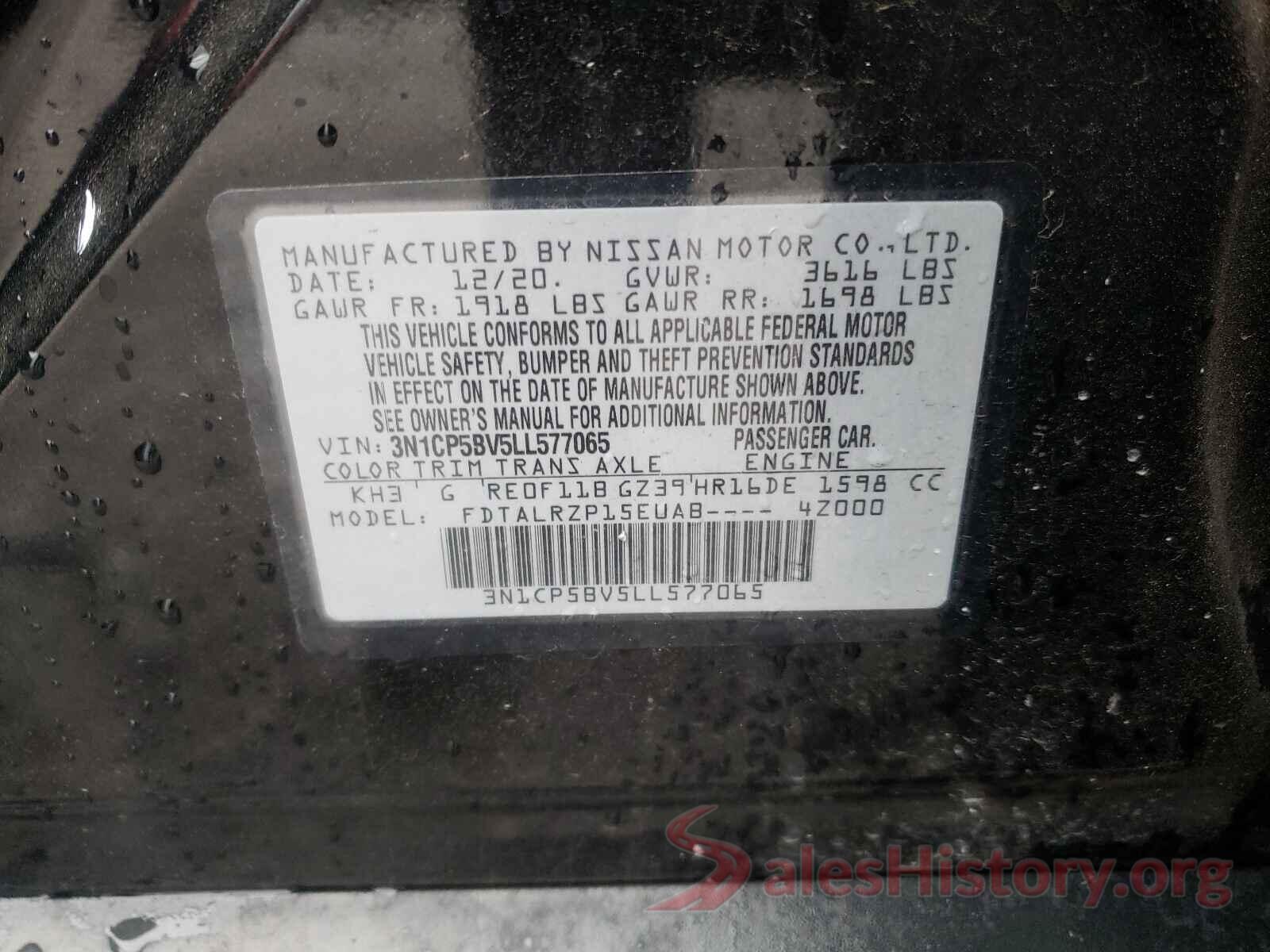 3N1CP5BV5LL577065 2020 NISSAN KICKS