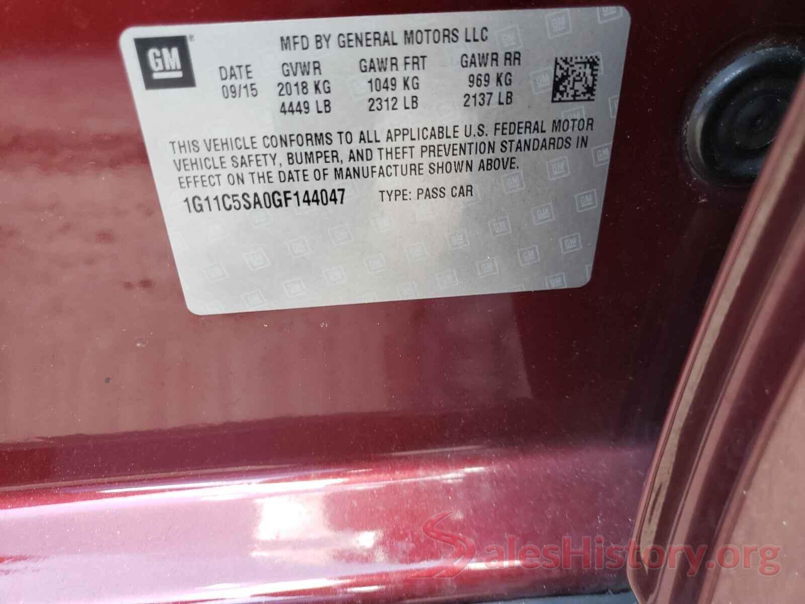 1G11C5SA0GF144047 2016 CHEVROLET MALIBU