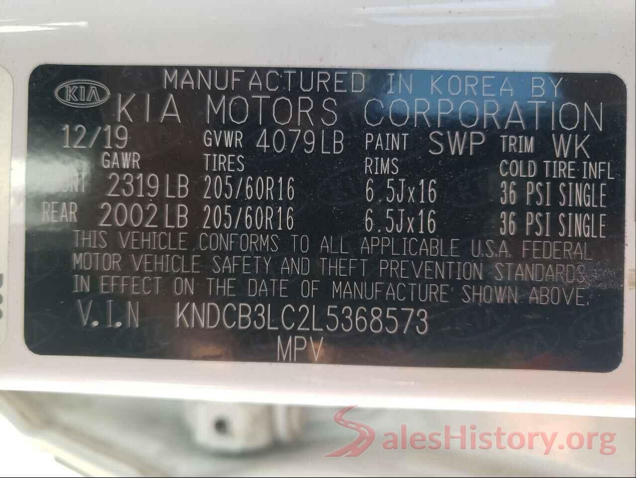 KNDCB3LC2L5368573 2020 KIA NIRO