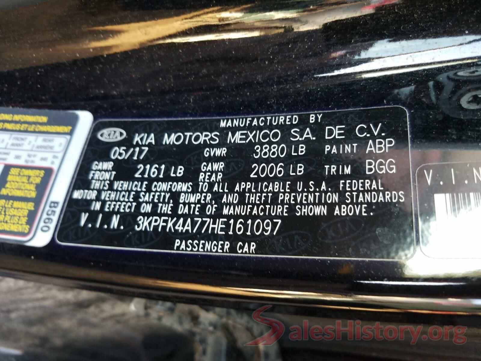 3KPFK4A77HE161097 2017 KIA FORTE