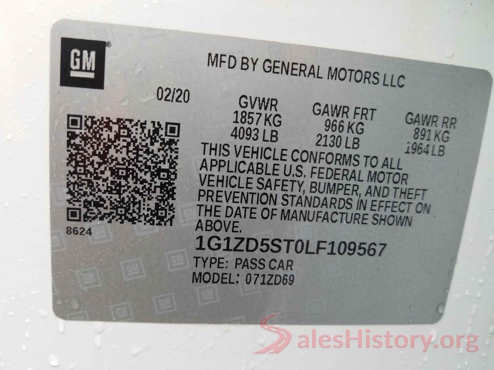 1G1ZD5ST0LF109567 2020 CHEVROLET MALIBU