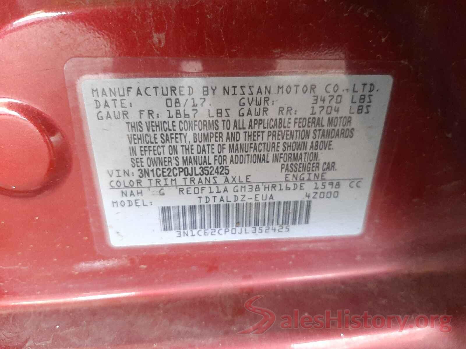 3N1CE2CP0JL352425 2018 NISSAN VERSA