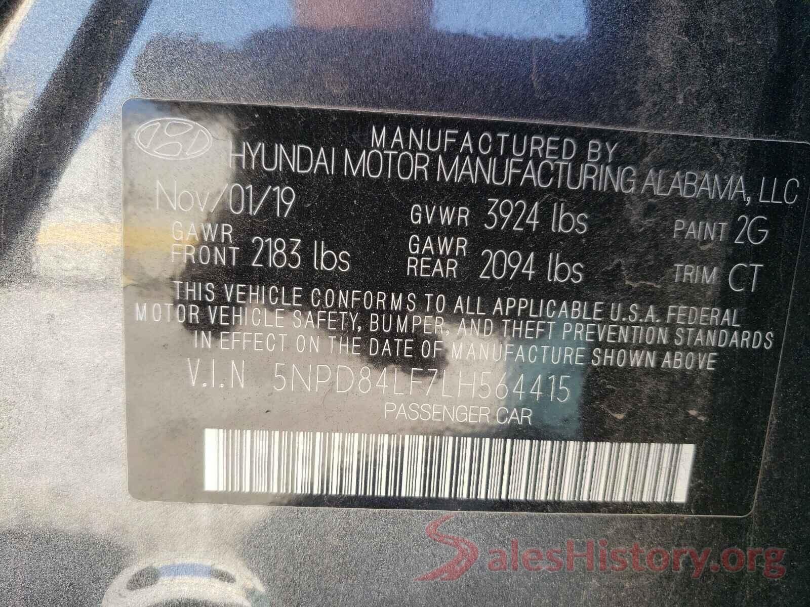 5NPD84LF7LH564415 2020 HYUNDAI ELANTRA