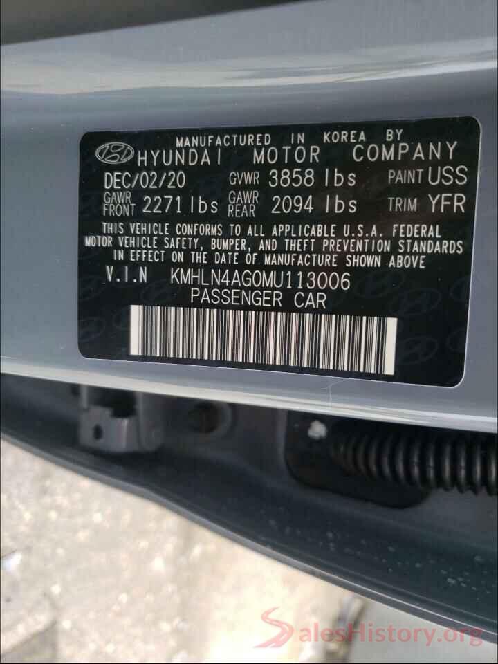 KMHLN4AG0MU113006 2021 HYUNDAI ELANTRA