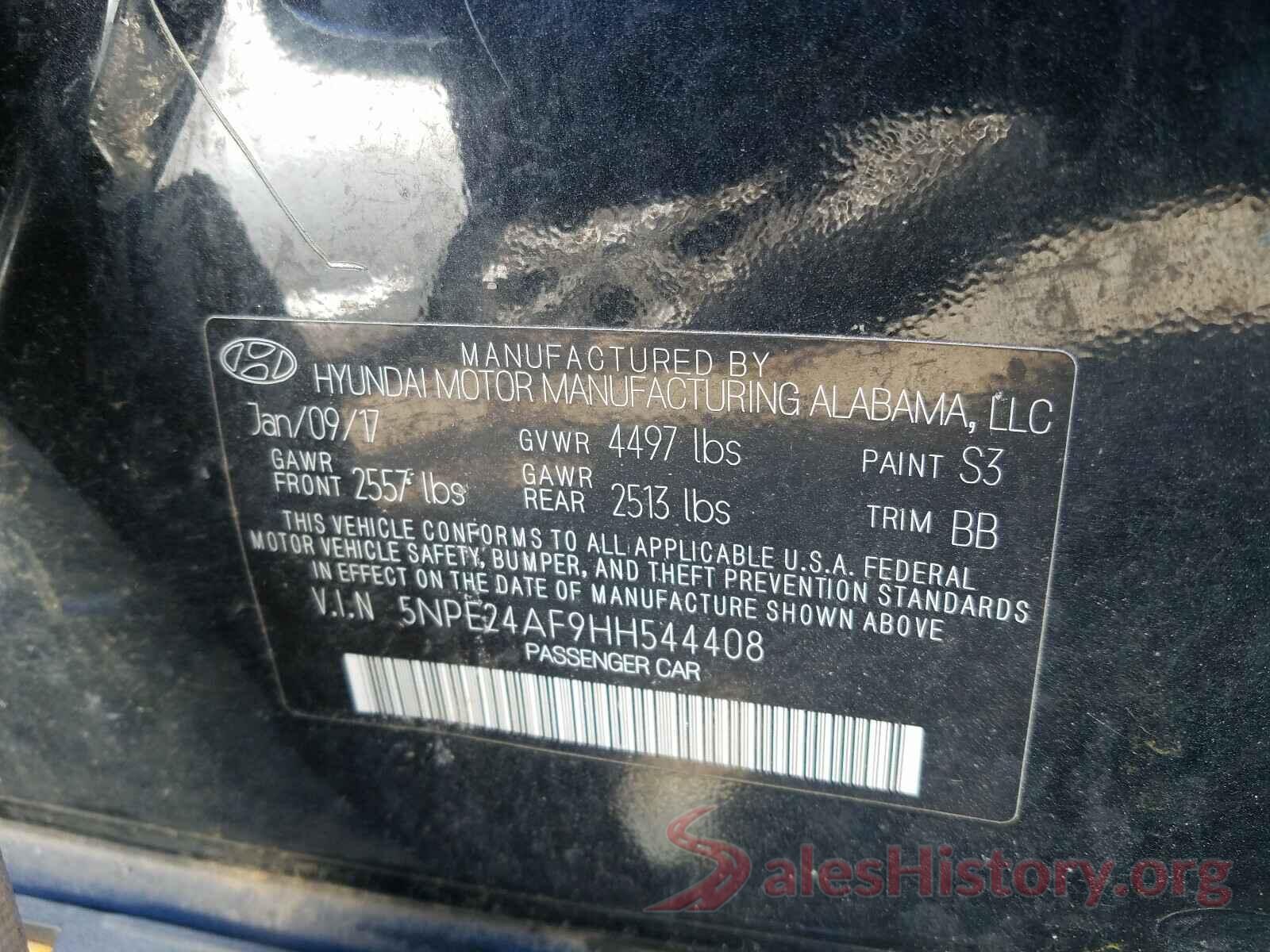 5NPE24AF9HH544408 2017 HYUNDAI SONATA