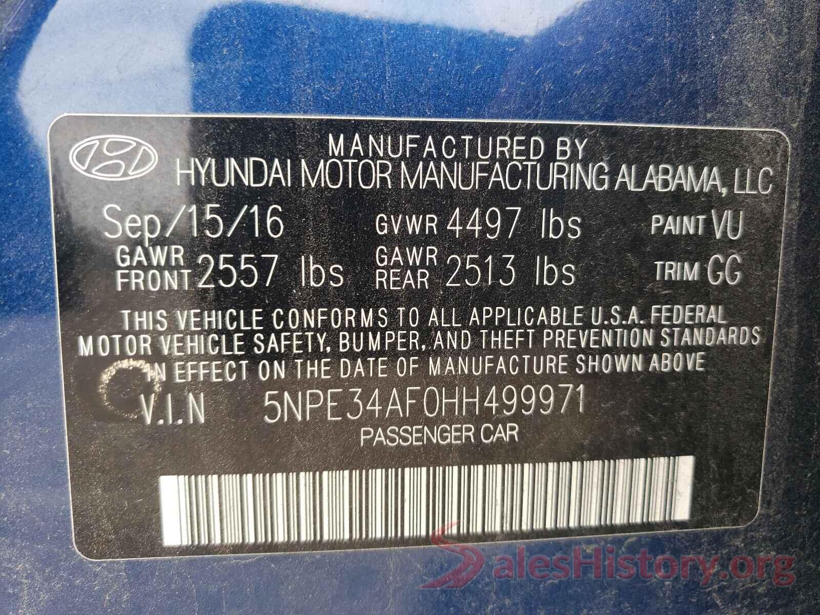 5NPE34AF0HH499971 2017 HYUNDAI SONATA