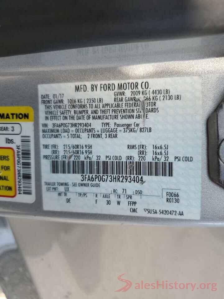 3FA6P0G73HR293404 2017 FORD FUSION