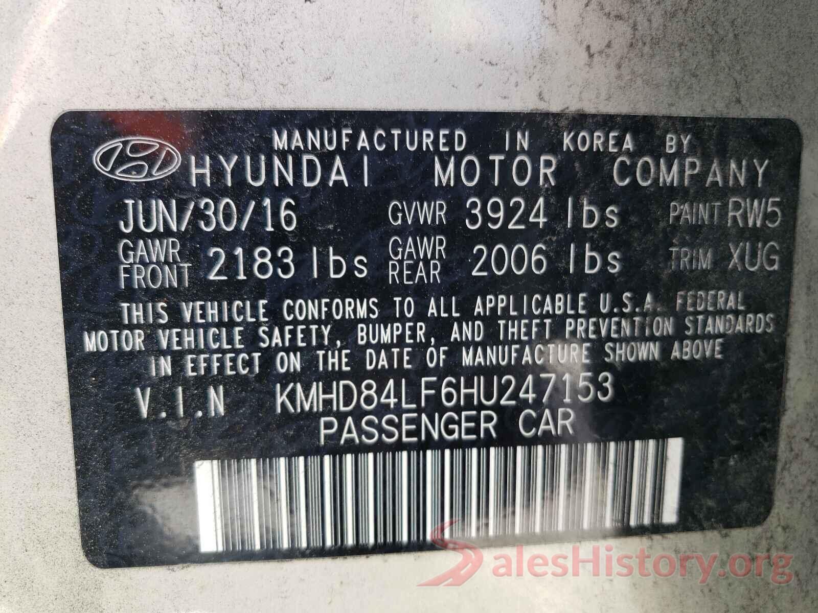 KMHD84LF6HU247153 2017 HYUNDAI ELANTRA