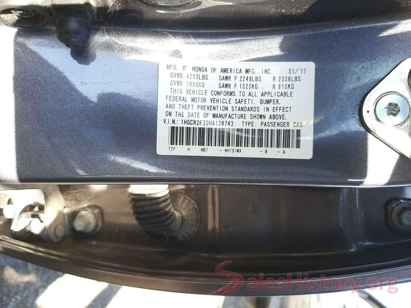 1HGCR2F30HA138743 2017 HONDA ACCORD