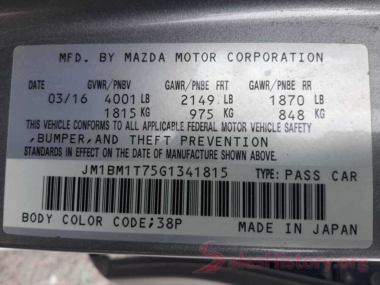 JM1BM1T75G1341815 2016 MAZDA 3