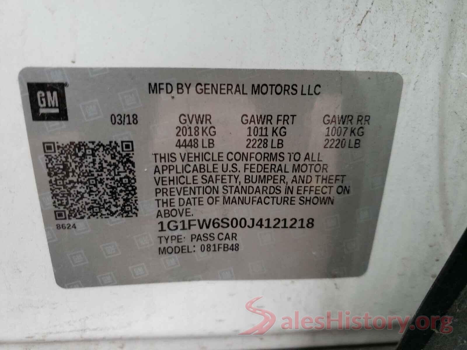 1G1FW6S00J4121218 2018 CHEVROLET BOLT