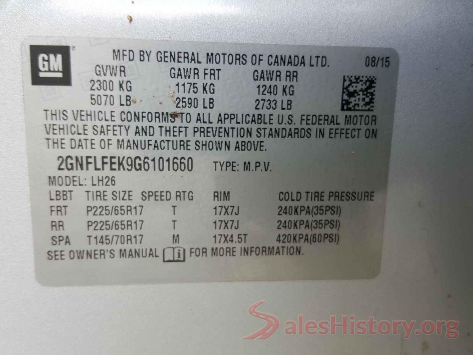 2GNFLFEK9G6101660 2016 CHEVROLET EQUINOX