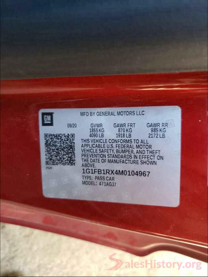 1G1FB1RX4M0104967 2021 CHEVROLET CAMARO