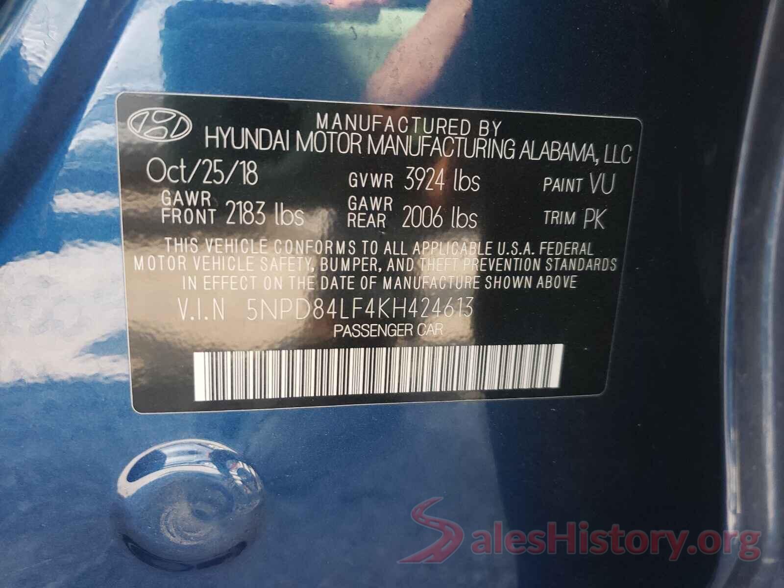 5NPD84LF4KH424613 2019 HYUNDAI ELANTRA