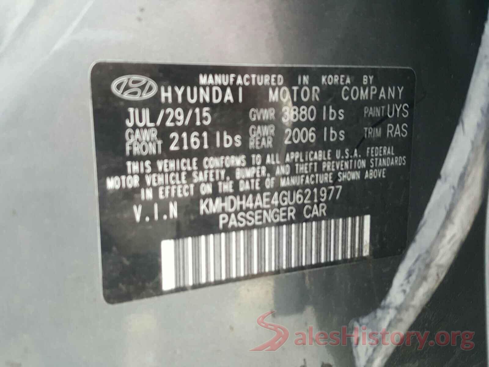 KMHDH4AE4GU621977 2016 HYUNDAI ELANTRA