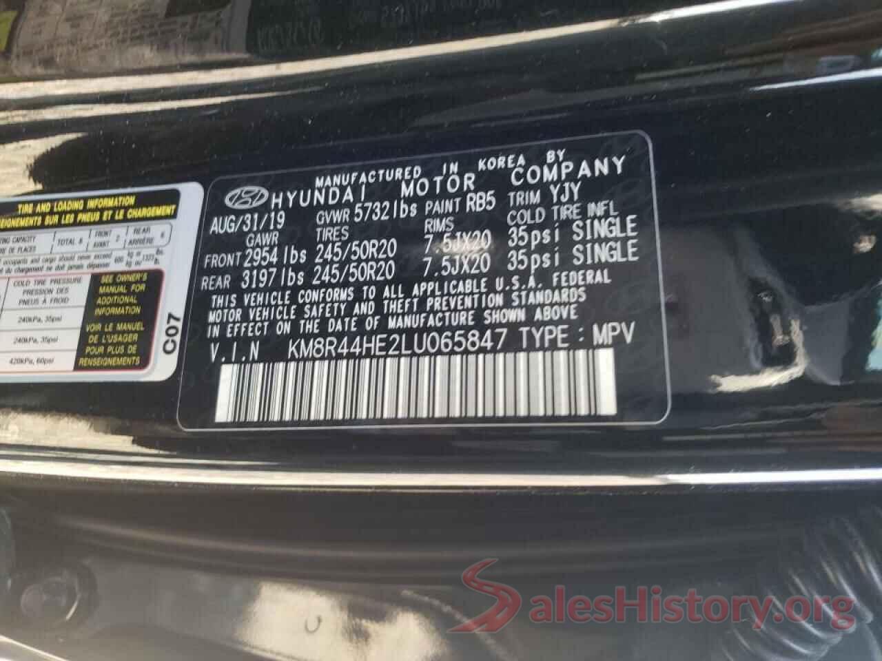 KM8R44HE2LU065847 2020 HYUNDAI PALISADE