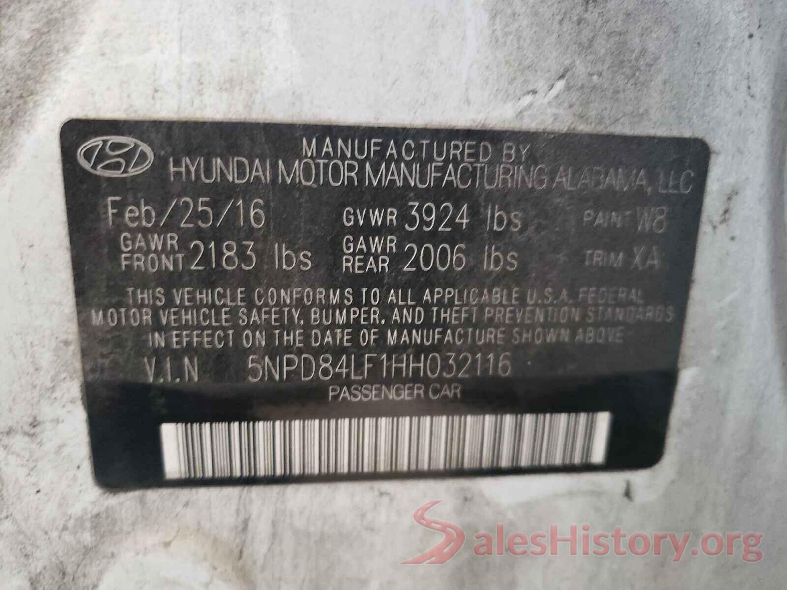 5NPD84LF1HH032116 2017 HYUNDAI ELANTRA