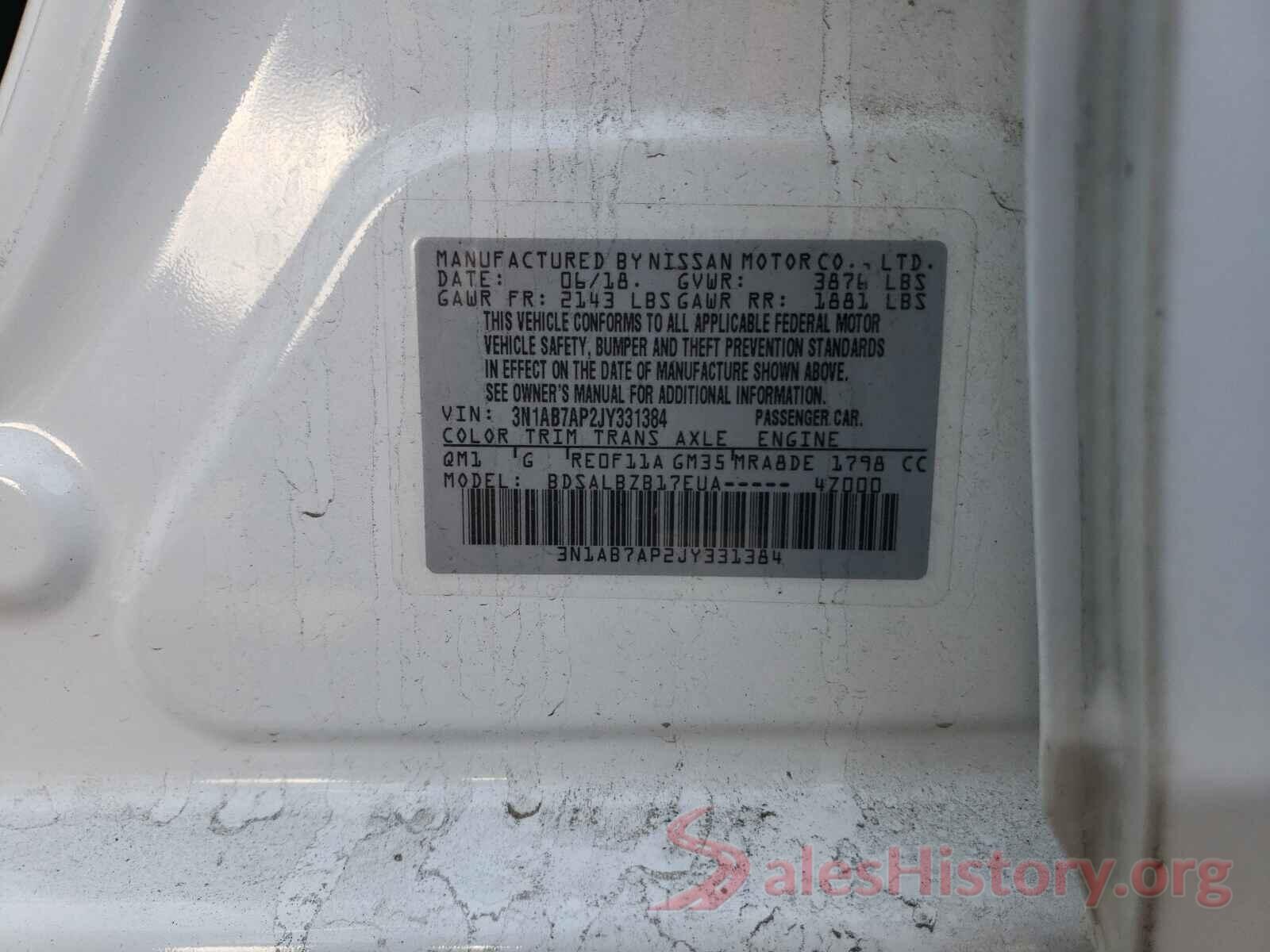 3N1AB7AP2JY331384 2018 NISSAN SENTRA