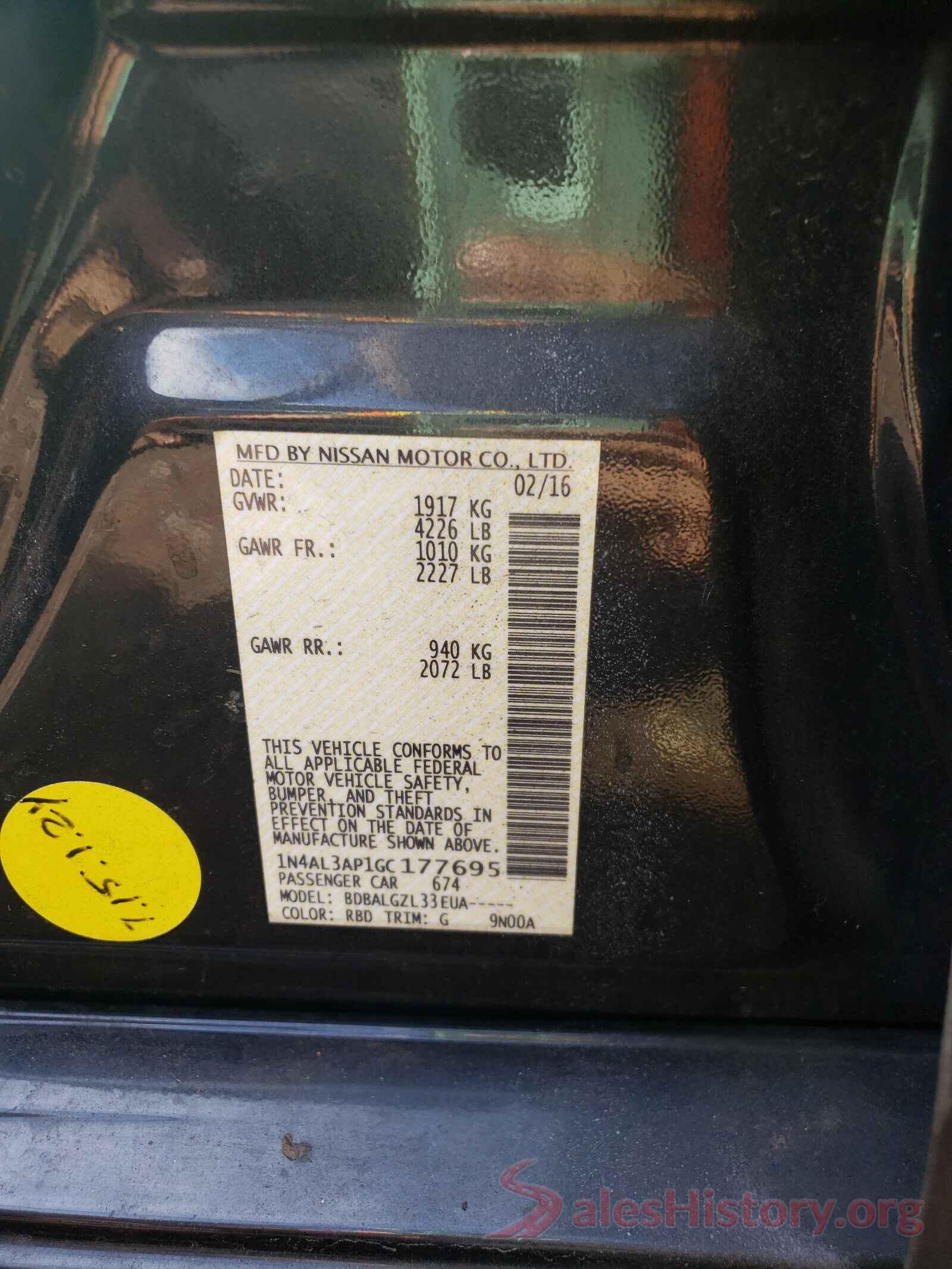 1N4AL3AP1GC177695 2016 NISSAN ALTIMA