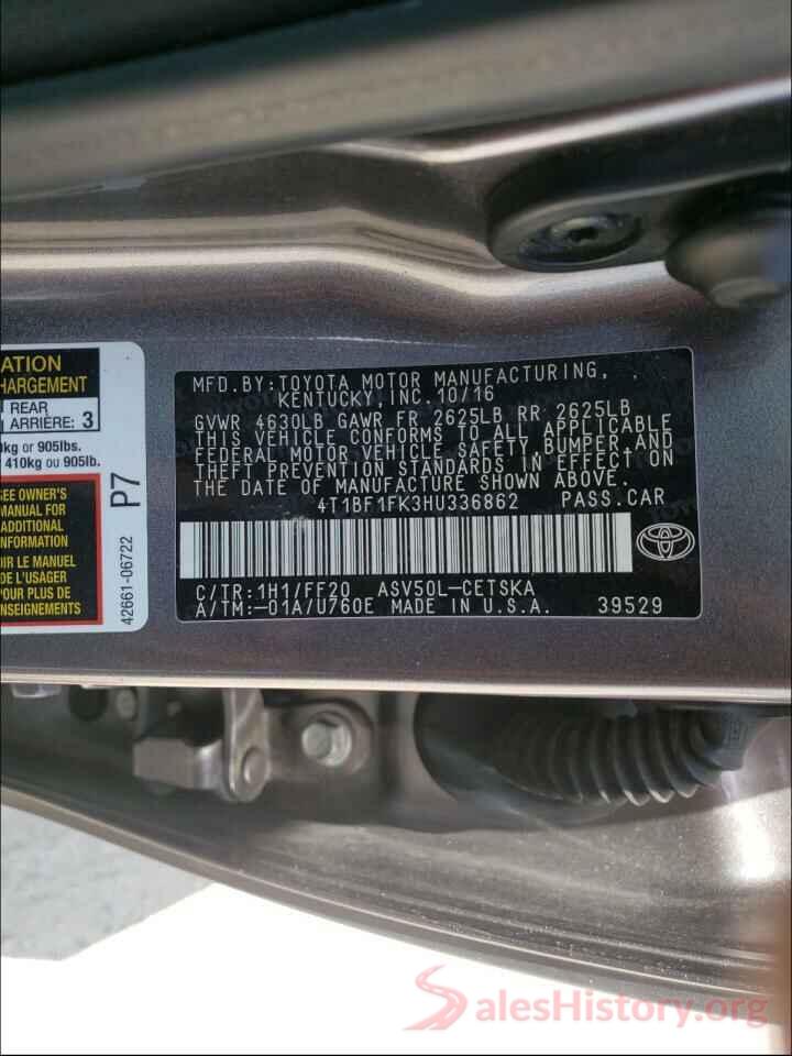 4T1BF1FK3HU336862 2017 TOYOTA CAMRY