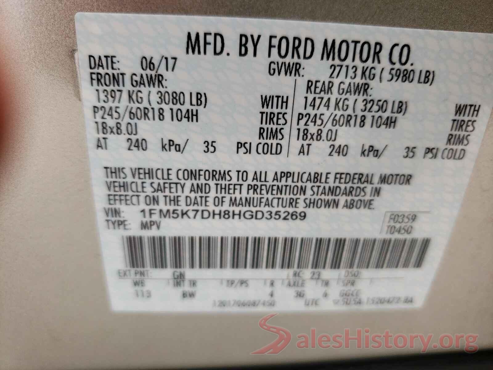 1FM5K7DH8HGD35269 2017 FORD EXPLORER