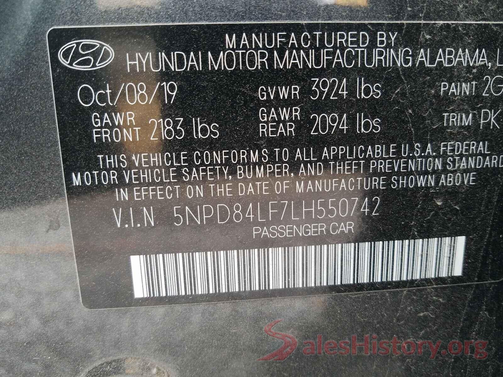 5NPD84LF7LH550742 2020 HYUNDAI ELANTRA