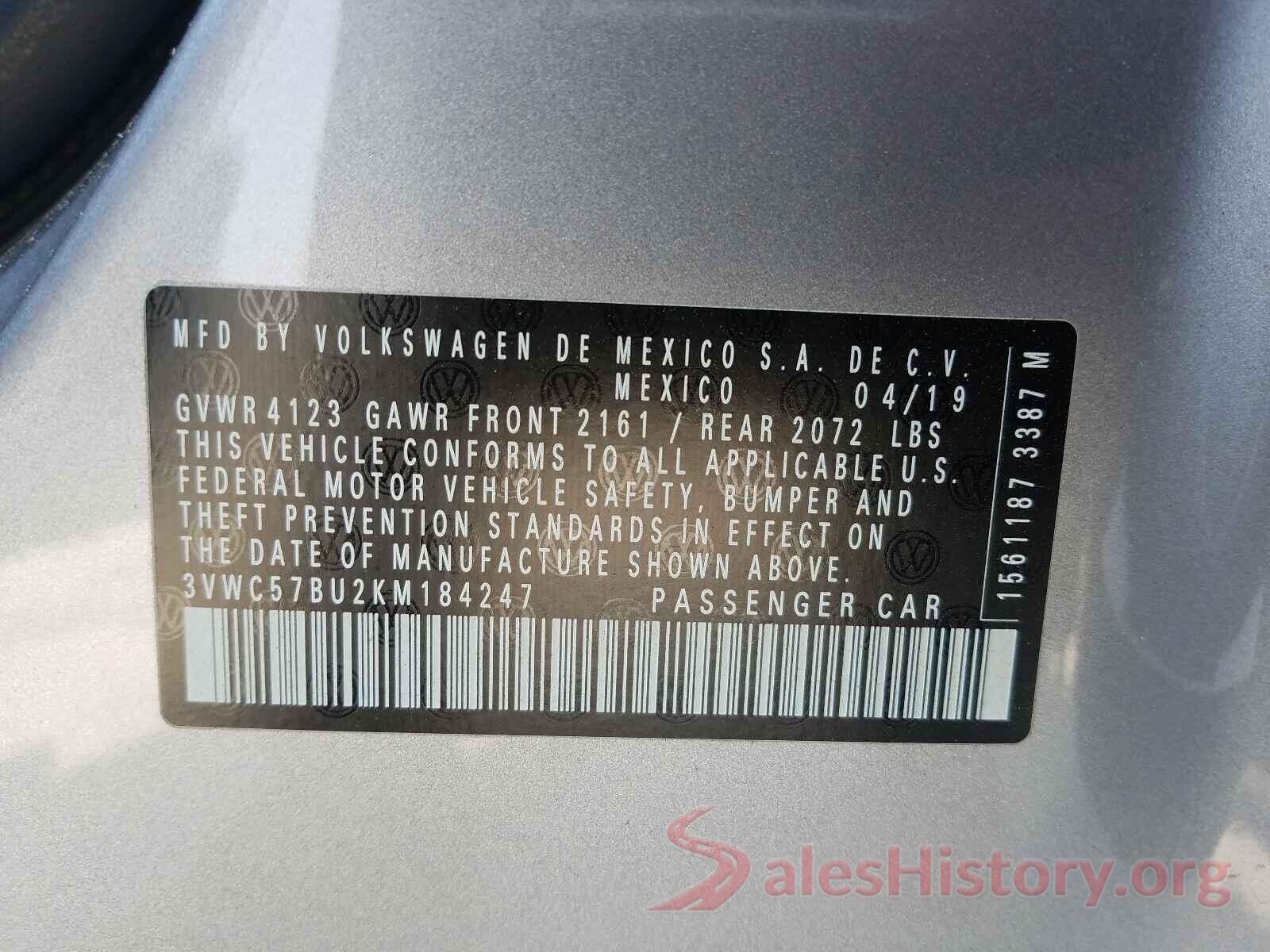 3VWC57BU2KM184247 2019 VOLKSWAGEN JETTA