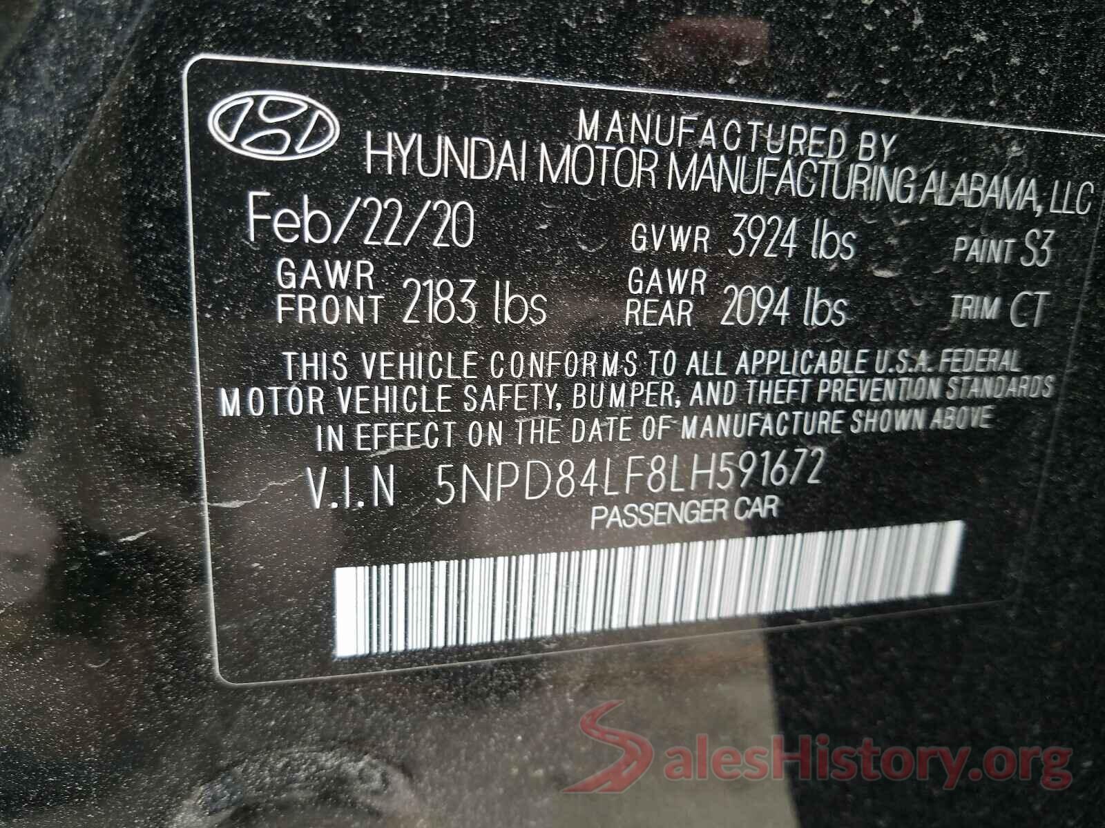 5NPD84LF8LH591672 2020 HYUNDAI ELANTRA