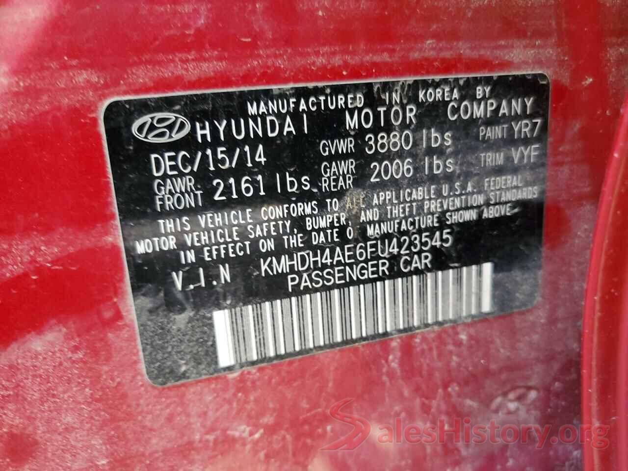 KMHDH4AE6FU423545 2015 HYUNDAI ELANTRA