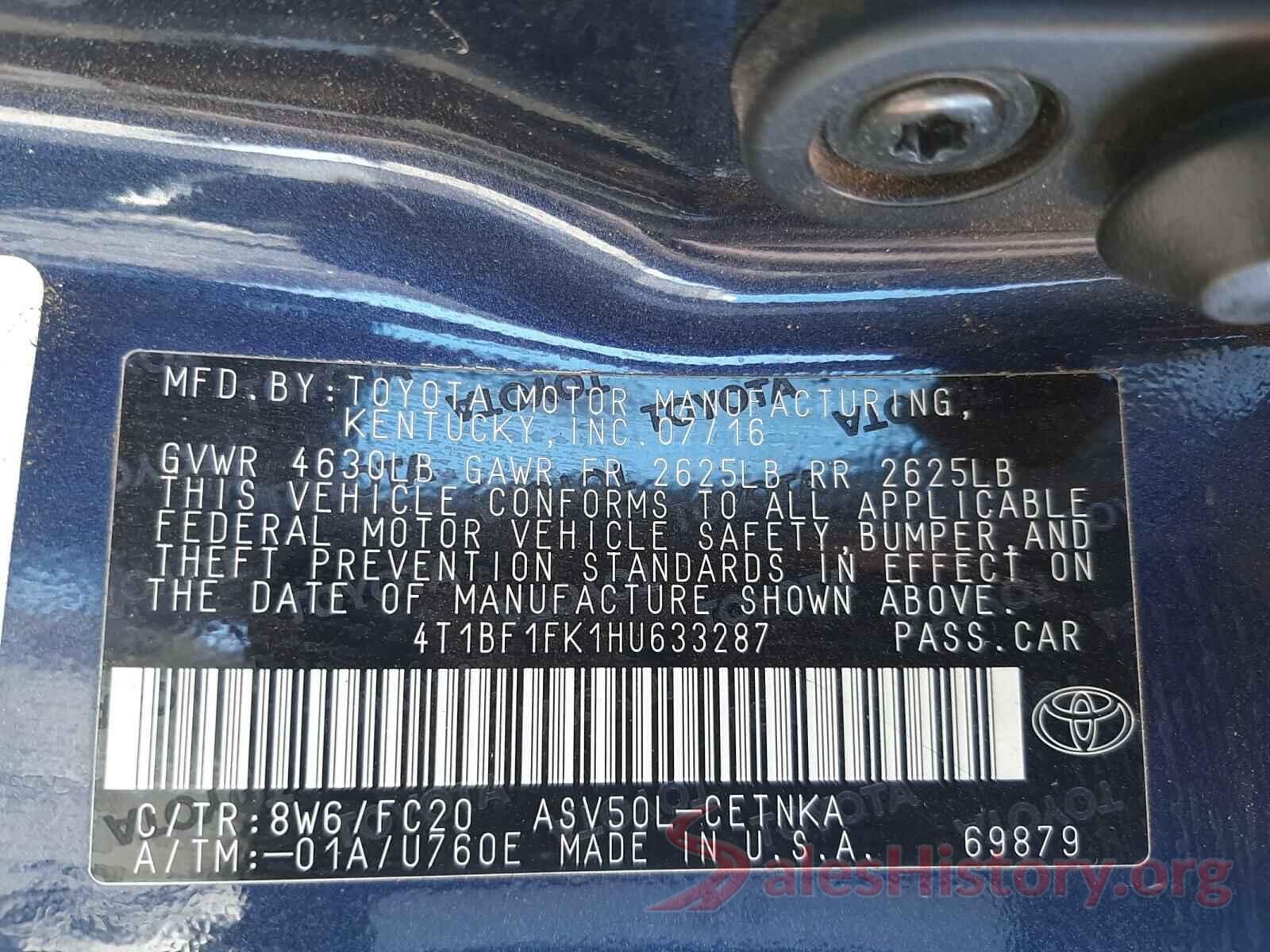 4T1BF1FK1HU633287 2017 TOYOTA CAMRY