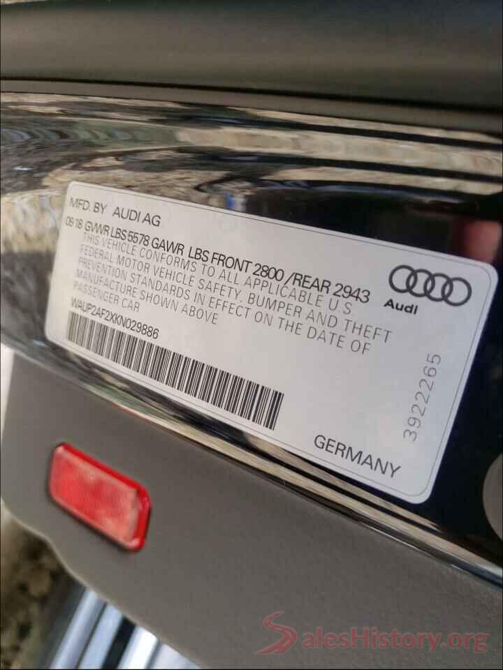 WAUP2AF2XKN029886 2019 AUDI A7