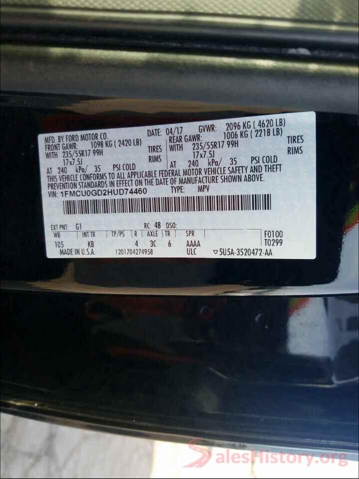 1FMCU0GD2HUD74460 2017 FORD ESCAPE