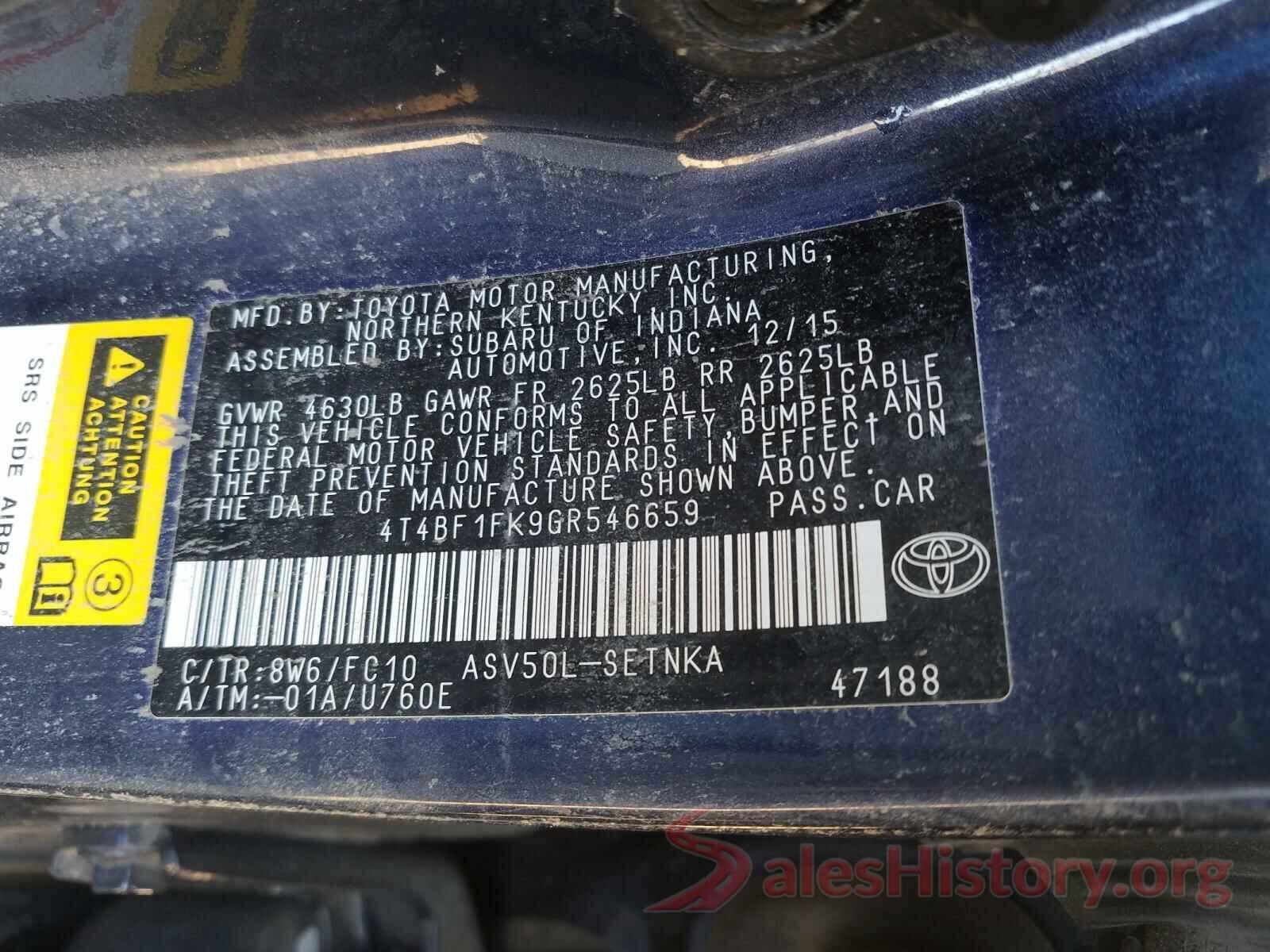 4T4BF1FK9GR546659 2016 TOYOTA CAMRY