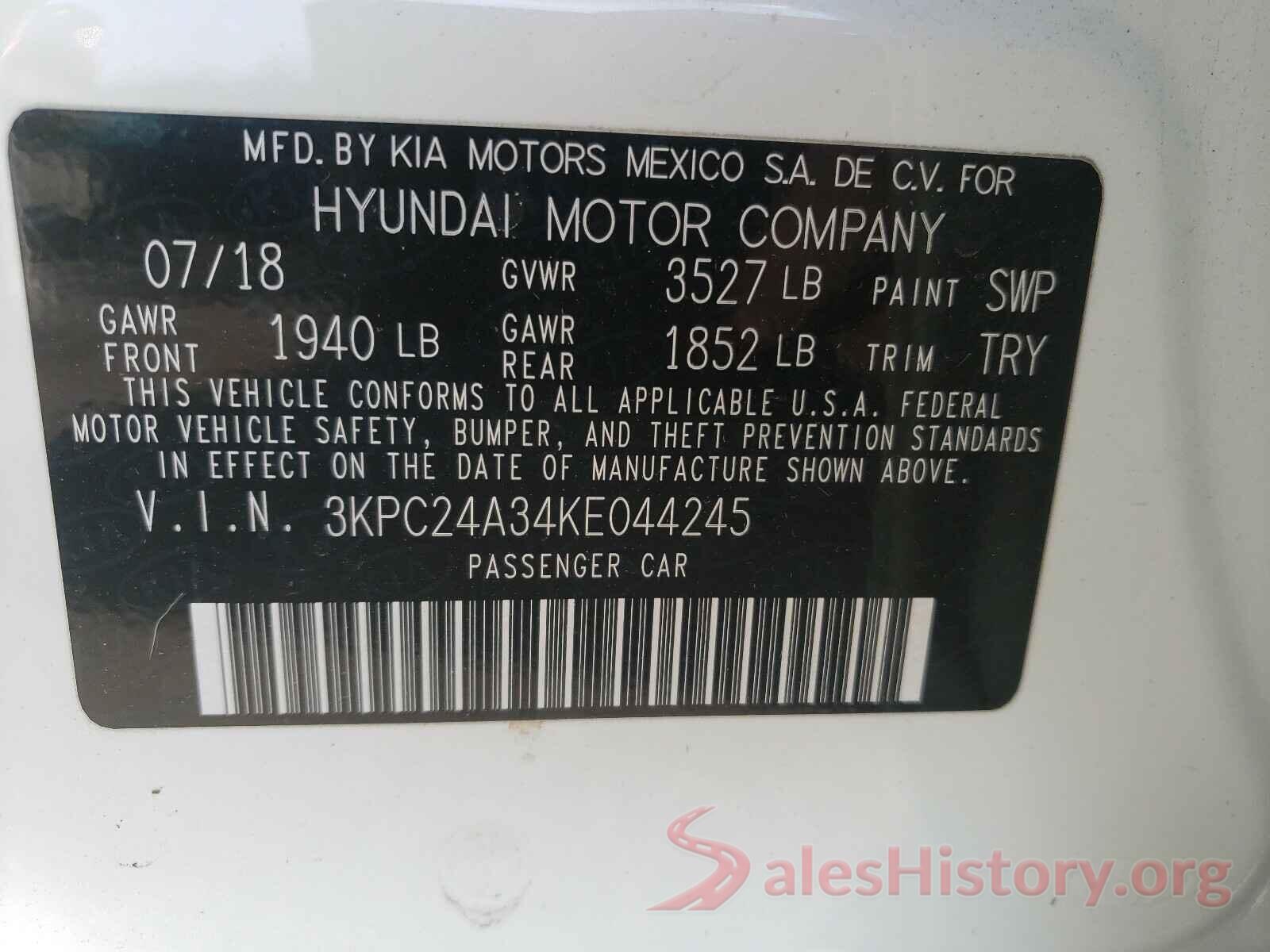 3KPC24A34KE044245 2019 HYUNDAI ACCENT