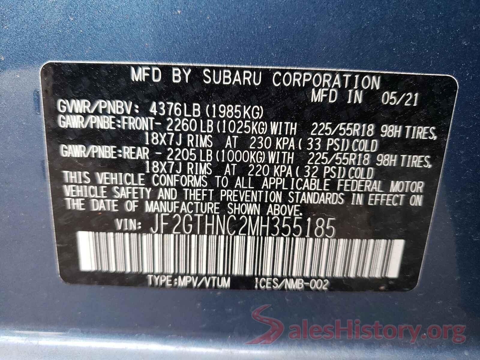 JF2GTHNC2MH355185 2021 SUBARU CROSSTREK